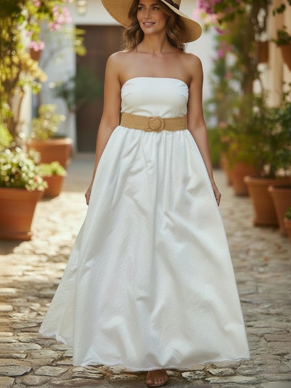 Strapless White Maxi Dress - bachelorette party, bridal luncheon, bridal shower. - Picture 3 of 4